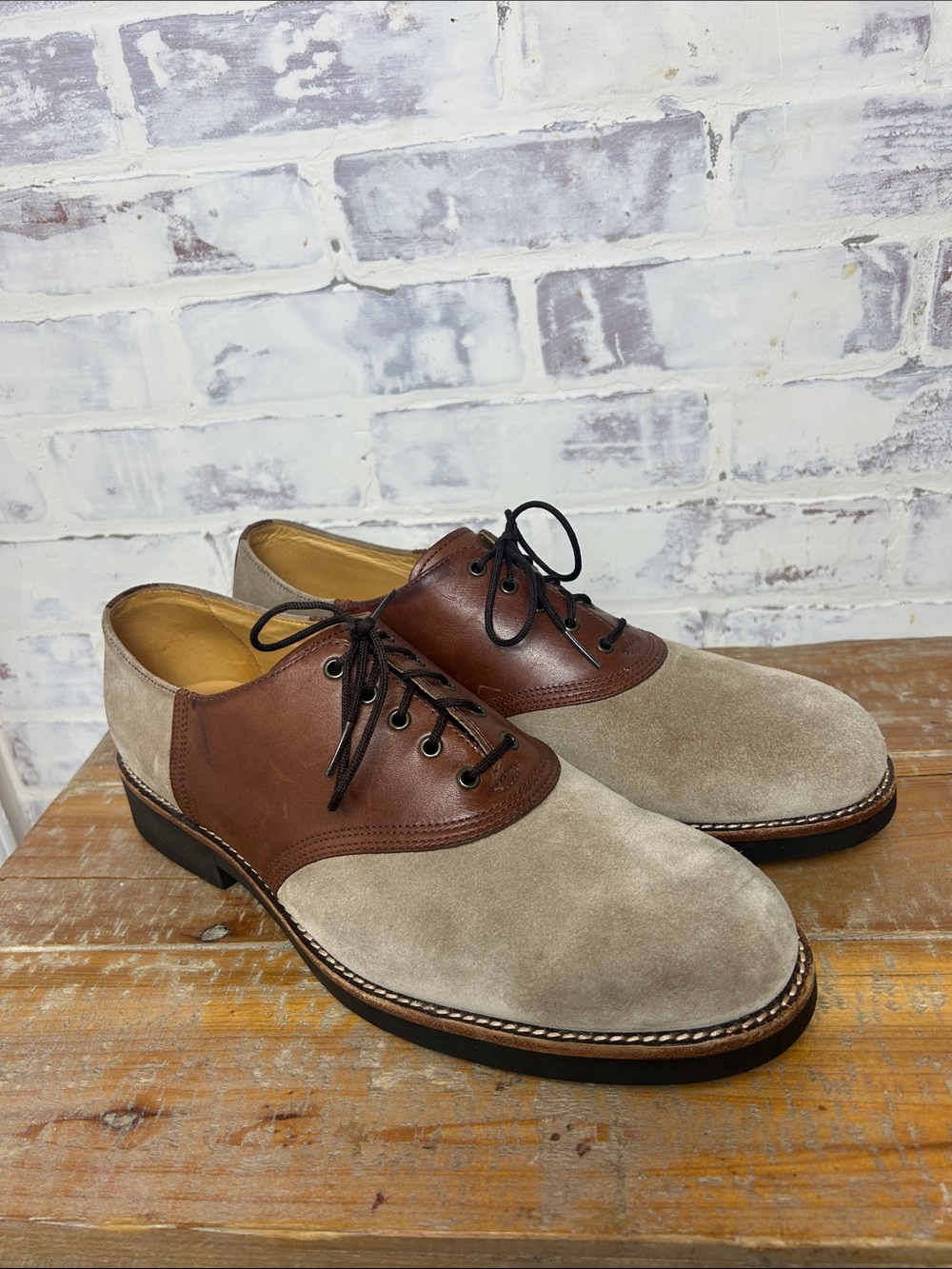 Polo Ralph Lauren Men’s 11.5 D Saddle Shoes Brown & Beige Suede Leather Oxford